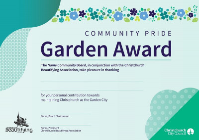 Community Pride Garden Awards Certificate