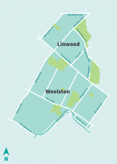 Map of Linwood and Woolston area