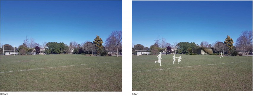 Before and after, view from Jeffreys Road. Showing how tank will look.