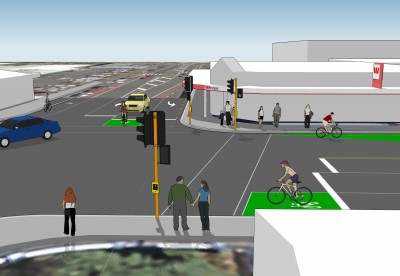 A new pedestrian crossing over Main North Road outside Westpac.