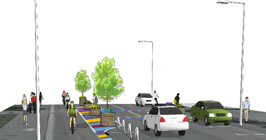 Artist impression of Ferry Road towards Barbadoes Street
