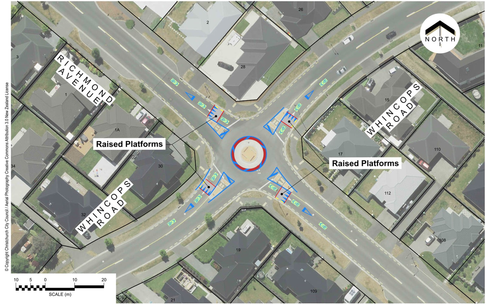 Caulfield Avenue/Richmond Avenue/Whincops Road roundabout