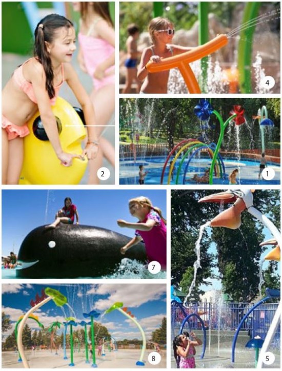 Examples of how some of the features might look in the whale pool and splash pad