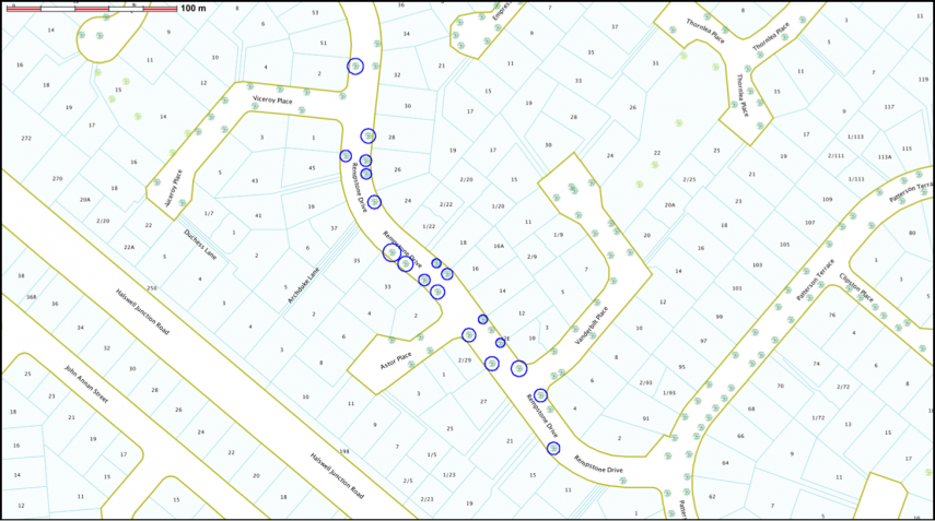Map of proposed trees for removal