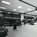 Main foyer of the Tuam Street Civic Offices shortly after its official opening, 1980 Note: the BNZ hexagonal table being used. This piece of furniture was recently conserved and is currently being used in the main reception area of the Archives Reading Room at Recall