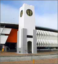 New Brighton Clock Tower outside the library building