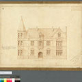 Scanned copy of Samuel Hurst Seager’s architectural plans for the Municipal Chambers, South Elevation 1886. Christchurch City Council Archives, Architectural Plans.