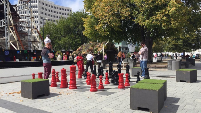 'Giant chess in Cathedral Square