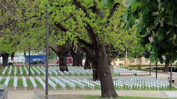 'Commemorative crosses at Remembrance Park