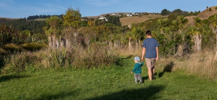 Man walking with toddler