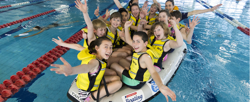Kids learning to be swim safe