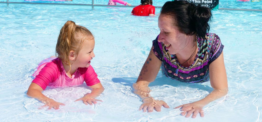 Mum and toddler in the pool