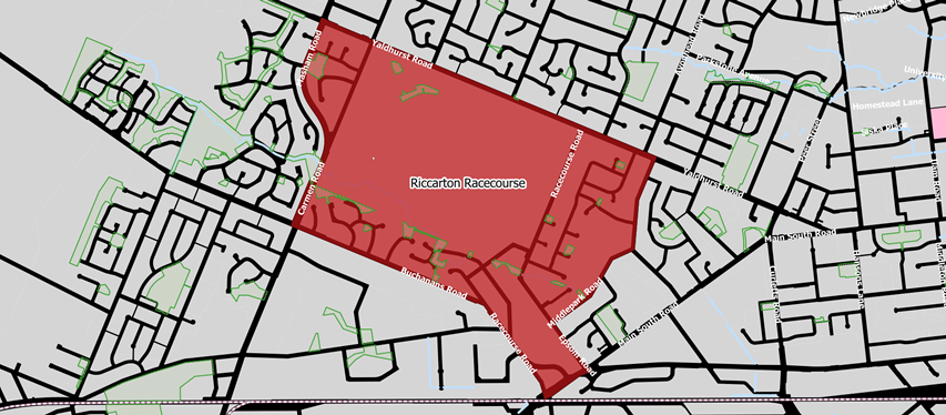 Riccarton Racecourse alcohol ban area map