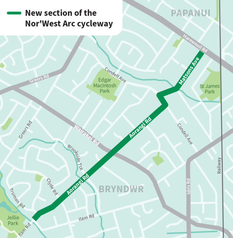 Nor West Arc new section on Aorangi Road and Matsons Avenue