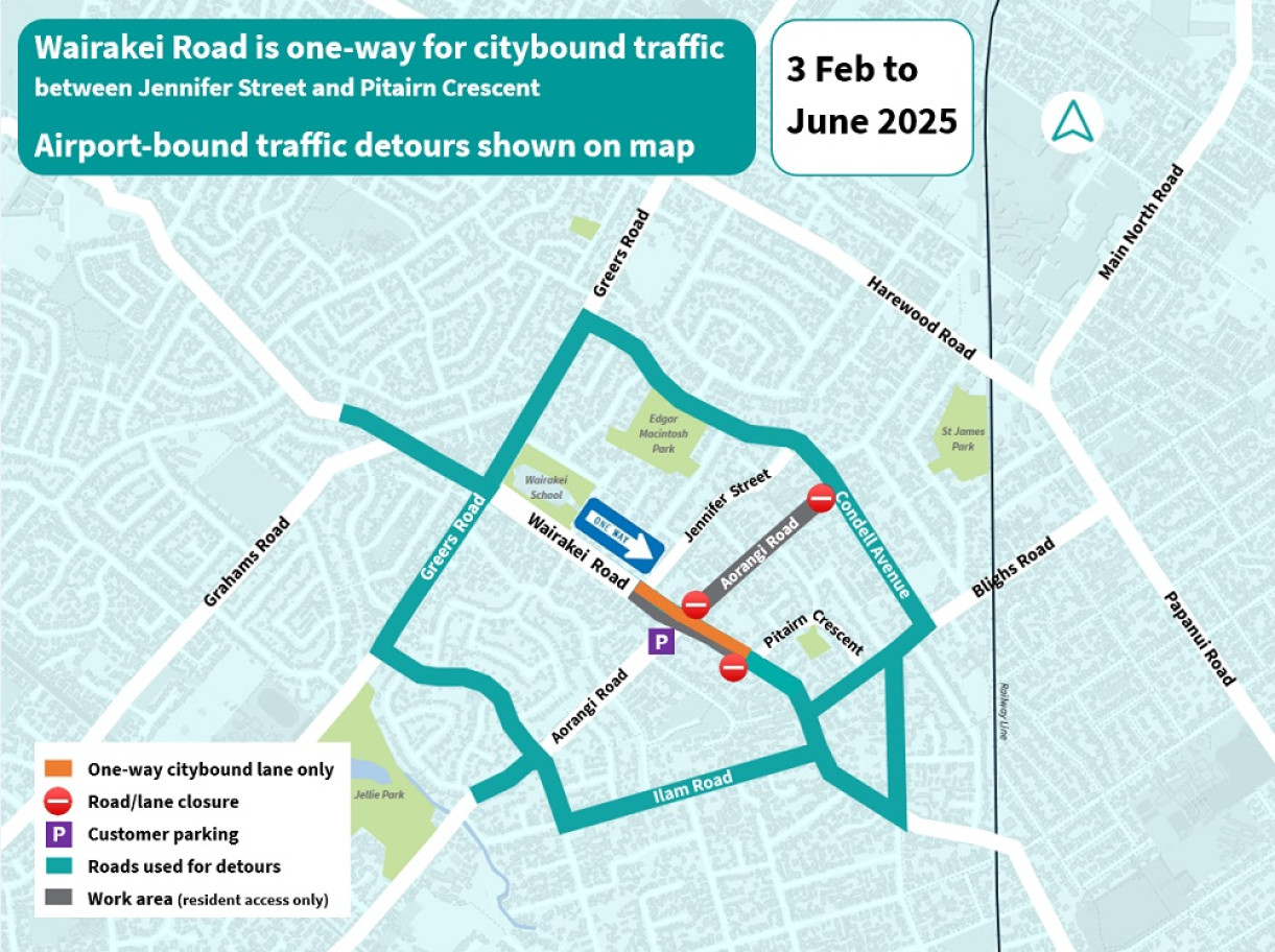 Phase 2 Nor'West Arc one way Wairakei Road and detours