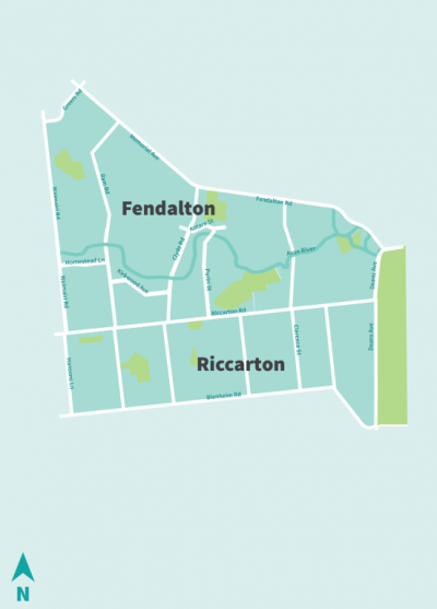 Map of Riccarton and Fendalton area