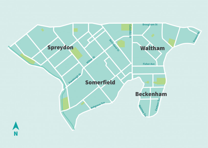 Sreydon, Somerfield, Beckenham and Waltham area map